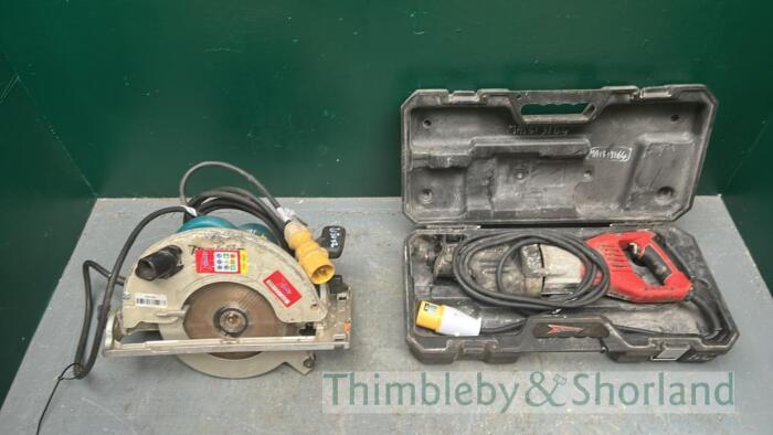 Makita 5903R Circular Saw & Milwaukee Reciprocating Saw 110v